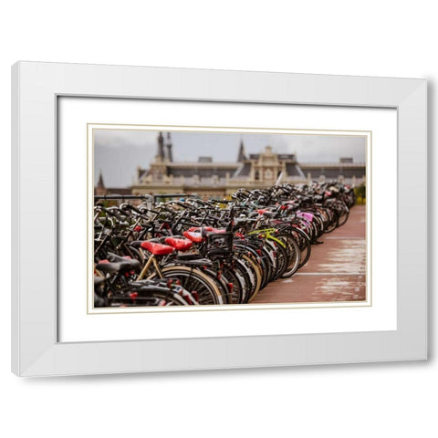 Amsterdams Fietsflat V White Modern Wood Framed Art Print with Double Matting by Berzel, Erin