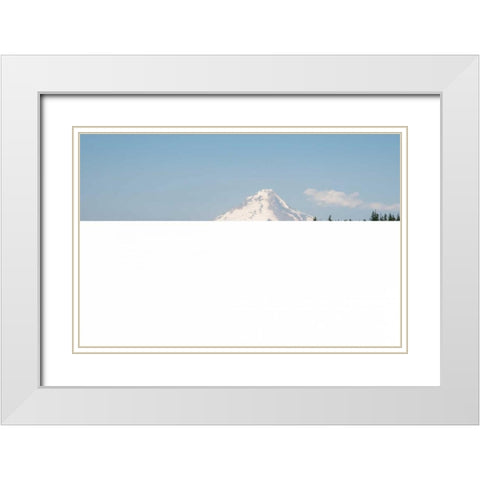 Mount Hood over Timothy Lake White Modern Wood Framed Art Print with Double Matting by Berzel, Erin