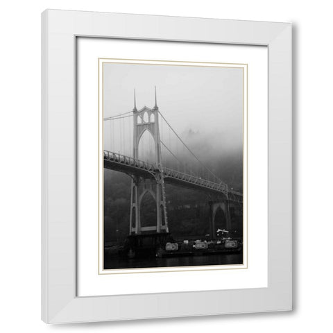St. Johns Bridge I White Modern Wood Framed Art Print with Double Matting by Berzel, Erin