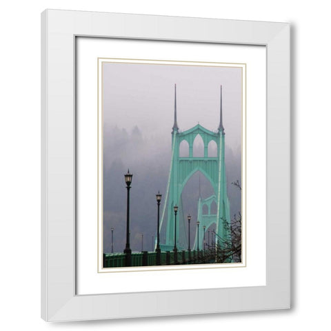 Light on the Bridge II White Modern Wood Framed Art Print with Double Matting by Berzel, Erin