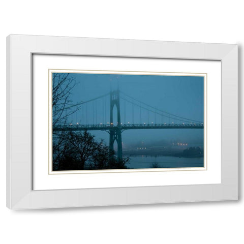 St. Johns Bridge III White Modern Wood Framed Art Print with Double Matting by Berzel, Erin