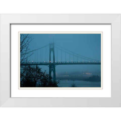 St. Johns Bridge III White Modern Wood Framed Art Print with Double Matting by Berzel, Erin