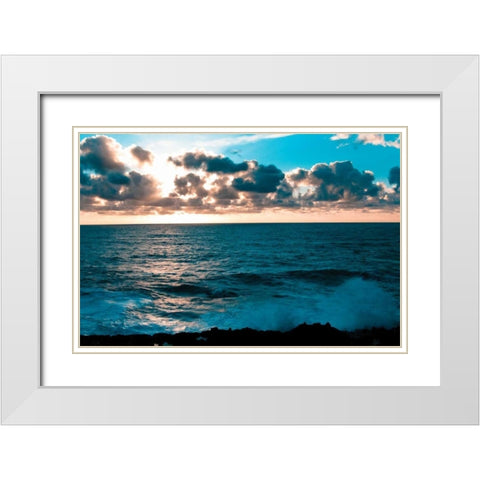 Depoe Bay Sunset I White Modern Wood Framed Art Print with Double Matting by Berzel, Erin