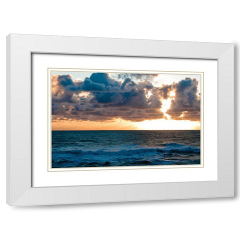 Depoe Bay Sunset II White Modern Wood Framed Art Print with Double Matting by Berzel, Erin
