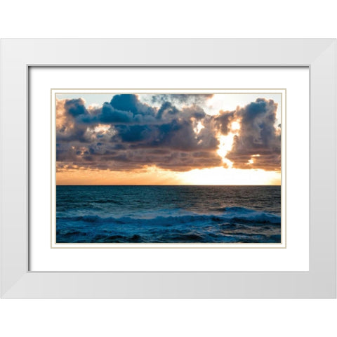 Depoe Bay Sunset II White Modern Wood Framed Art Print with Double Matting by Berzel, Erin
