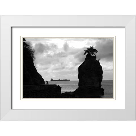 Biking on the Coast White Modern Wood Framed Art Print with Double Matting by Berzel, Erin