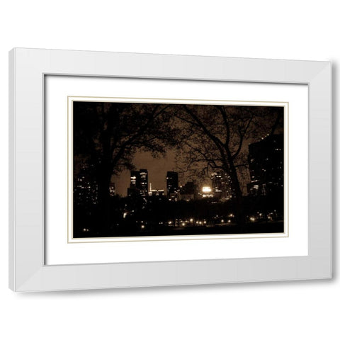 Central Park at Night I White Modern Wood Framed Art Print with Double Matting by Berzel, Erin