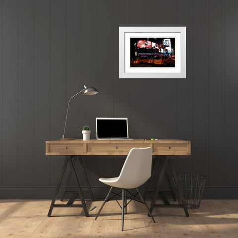 News in Times Square III White Modern Wood Framed Art Print with Double Matting by Berzel, Erin