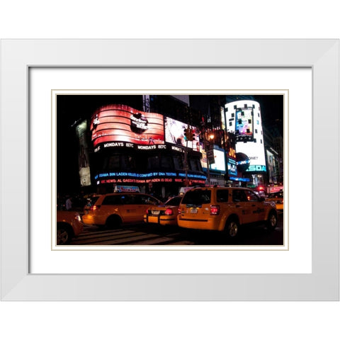 News in Times Square III White Modern Wood Framed Art Print with Double Matting by Berzel, Erin