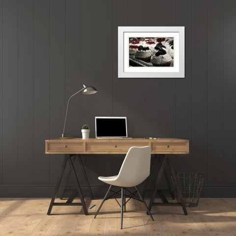 Cupcakes I White Modern Wood Framed Art Print with Double Matting by Berzel, Erin