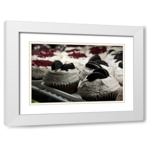 Cupcakes I White Modern Wood Framed Art Print with Double Matting by Berzel, Erin