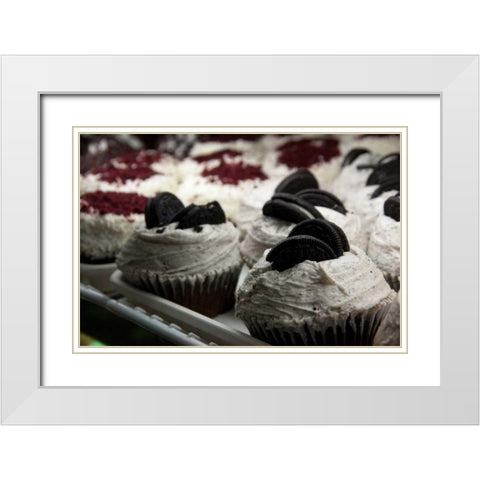 Cupcakes I White Modern Wood Framed Art Print with Double Matting by Berzel, Erin