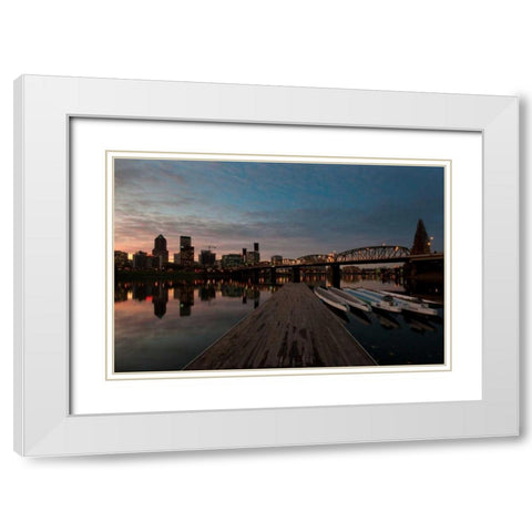 Portland Waterfront II White Modern Wood Framed Art Print with Double Matting by Berzel, Erin