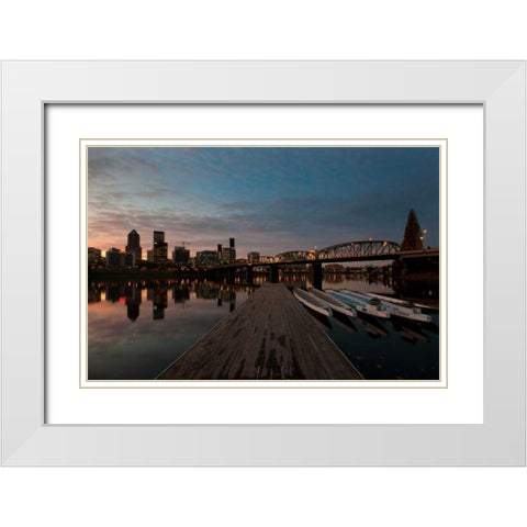 Portland Waterfront II White Modern Wood Framed Art Print with Double Matting by Berzel, Erin