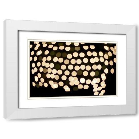 Golden Bokeh I White Modern Wood Framed Art Print with Double Matting by Berzel, Erin