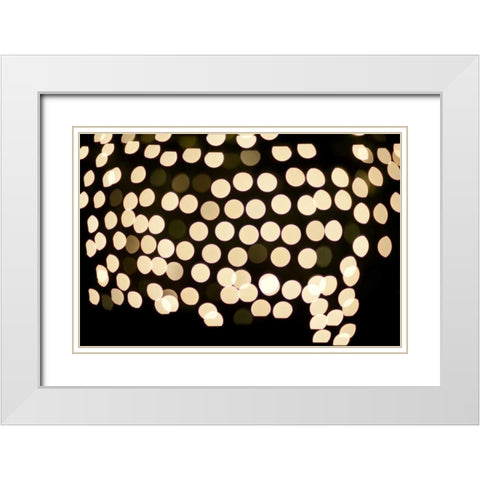 Golden Bokeh I White Modern Wood Framed Art Print with Double Matting by Berzel, Erin