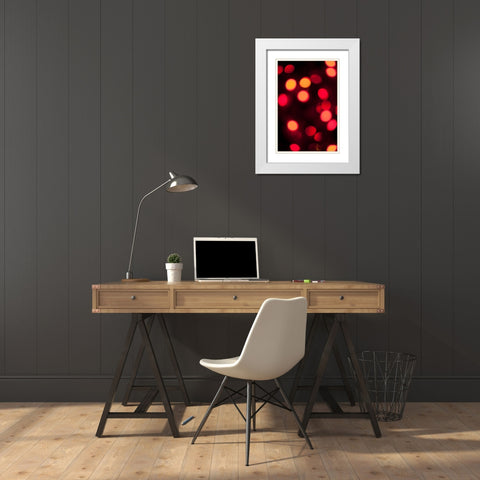 Red Bokeh White Modern Wood Framed Art Print with Double Matting by Berzel, Erin