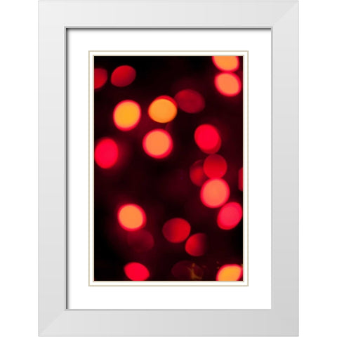 Red Bokeh White Modern Wood Framed Art Print with Double Matting by Berzel, Erin