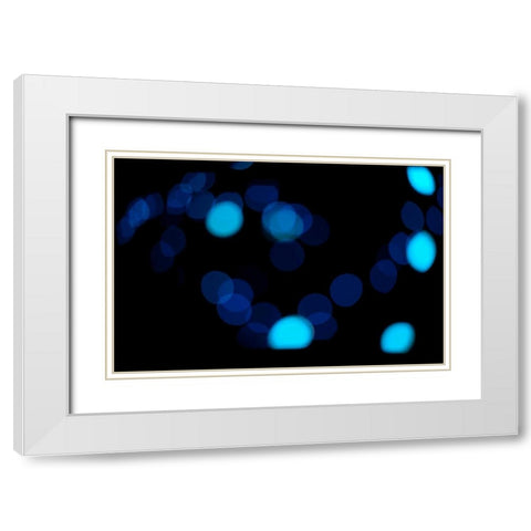 Blue Bokeh II White Modern Wood Framed Art Print with Double Matting by Berzel, Erin