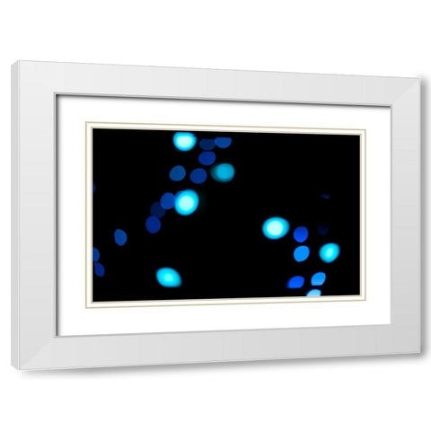 Blue Bokeh III White Modern Wood Framed Art Print with Double Matting by Berzel, Erin
