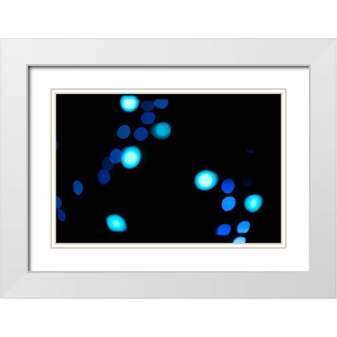 Blue Bokeh III White Modern Wood Framed Art Print with Double Matting by Berzel, Erin