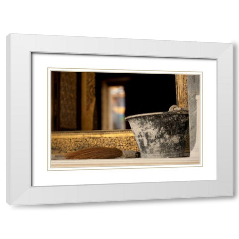 Temple Renovation II White Modern Wood Framed Art Print with Double Matting by Berzel, Erin
