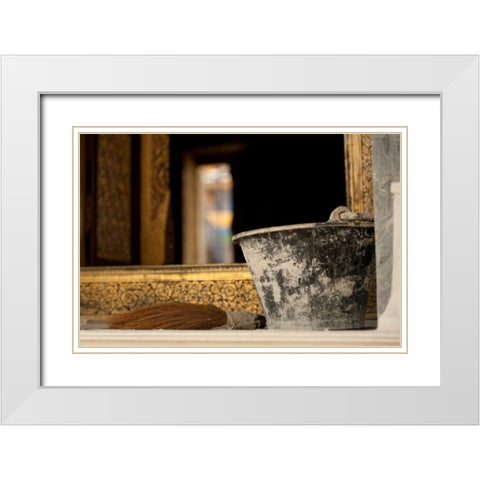 Temple Renovation II White Modern Wood Framed Art Print with Double Matting by Berzel, Erin