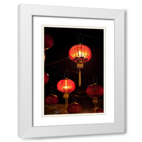 Chinese Lanterns II White Modern Wood Framed Art Print with Double Matting by Berzel, Erin