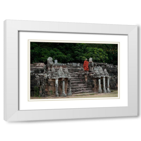 Elephant Terrace II White Modern Wood Framed Art Print with Double Matting by Berzel, Erin