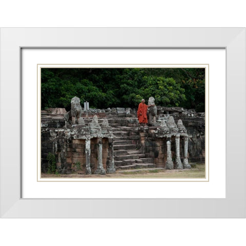 Elephant Terrace II White Modern Wood Framed Art Print with Double Matting by Berzel, Erin