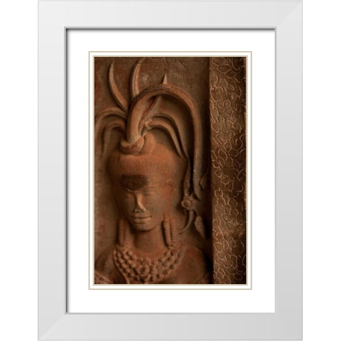 Apsara Detail White Modern Wood Framed Art Print with Double Matting by Berzel, Erin