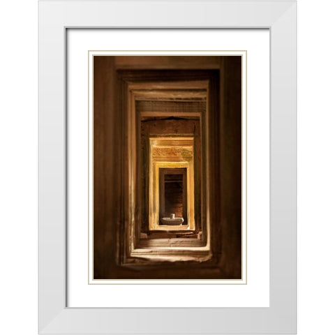 Windows at Bayon White Modern Wood Framed Art Print with Double Matting by Berzel, Erin