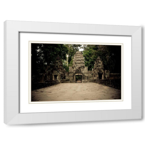 Preah Khan III White Modern Wood Framed Art Print with Double Matting by Berzel, Erin
