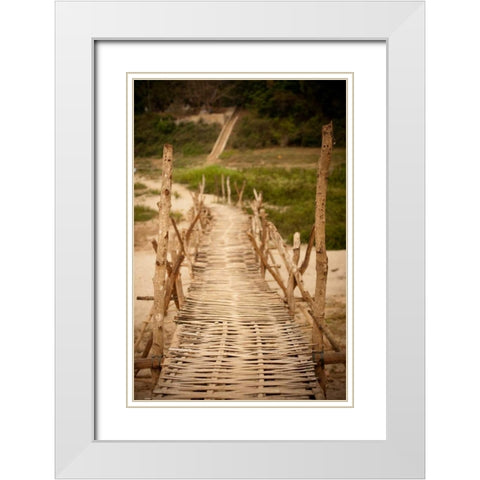 Bamboo Bridge White Modern Wood Framed Art Print with Double Matting by Berzel, Erin