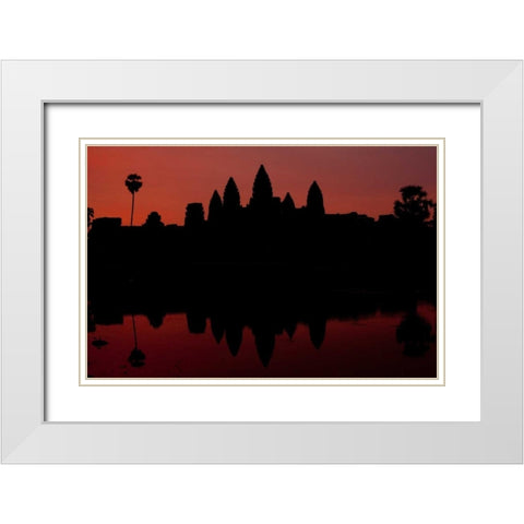 Angkor Wat Sunrise II White Modern Wood Framed Art Print with Double Matting by Berzel, Erin
