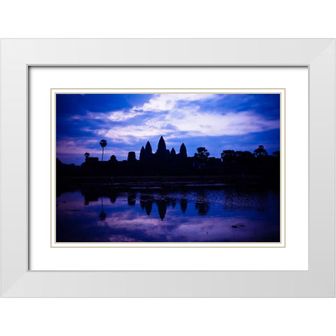 Angkor Wat Sunrise III White Modern Wood Framed Art Print with Double Matting by Berzel, Erin