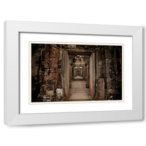 Preah Khan IV White Modern Wood Framed Art Print with Double Matting by Berzel, Erin