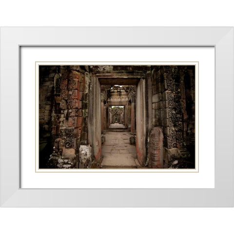 Preah Khan IV White Modern Wood Framed Art Print with Double Matting by Berzel, Erin