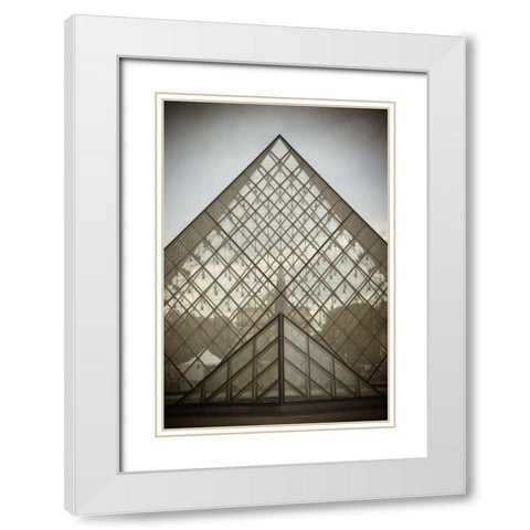 Louvre Pyramid I White Modern Wood Framed Art Print with Double Matting by Berzel, Erin