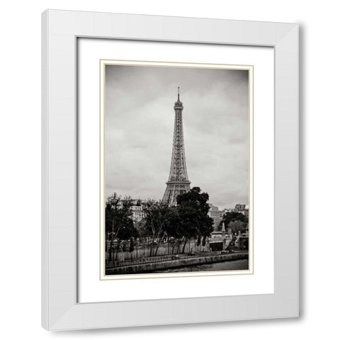 Eiffel Tower BW I White Modern Wood Framed Art Print with Double Matting by Berzel, Erin