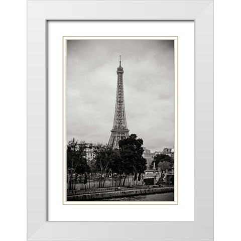 Eiffel Tower BW I White Modern Wood Framed Art Print with Double Matting by Berzel, Erin