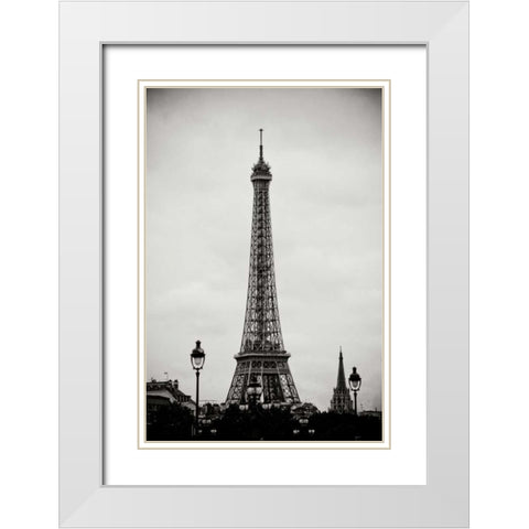 Eiffel Tower BW II White Modern Wood Framed Art Print with Double Matting by Berzel, Erin