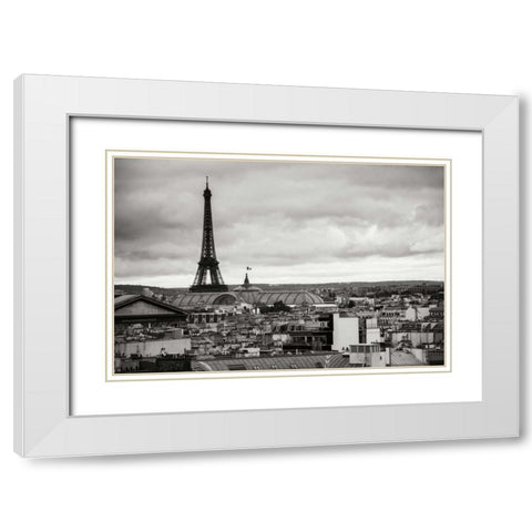 Paris BW I White Modern Wood Framed Art Print with Double Matting by Berzel, Erin