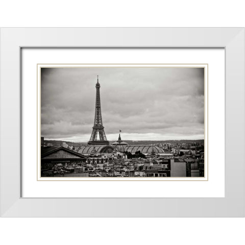 Paris BW II White Modern Wood Framed Art Print with Double Matting by Berzel, Erin