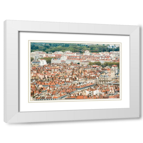 Lyon Rooftops I White Modern Wood Framed Art Print with Double Matting by Berzel, Erin