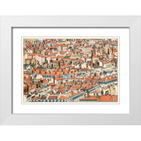 Lyon Rooftops II White Modern Wood Framed Art Print with Double Matting by Berzel, Erin