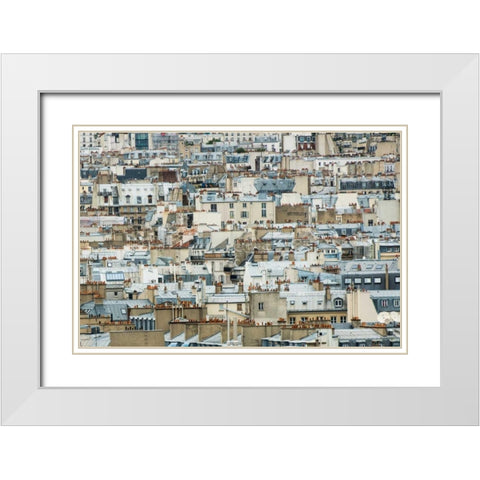 Paris Rooftops I White Modern Wood Framed Art Print with Double Matting by Berzel, Erin