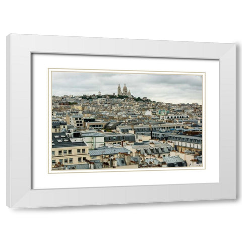 Paris Rooftops II White Modern Wood Framed Art Print with Double Matting by Berzel, Erin