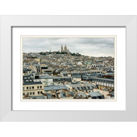 Paris Rooftops II White Modern Wood Framed Art Print with Double Matting by Berzel, Erin