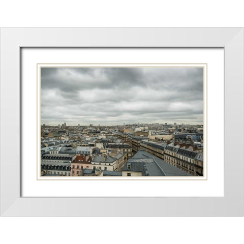 Paris Rooftops III White Modern Wood Framed Art Print with Double Matting by Berzel, Erin
